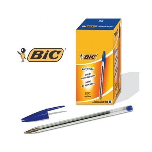 50 PENNE SFERA BIC CRISTAL MEDIUM COLORE BLU
