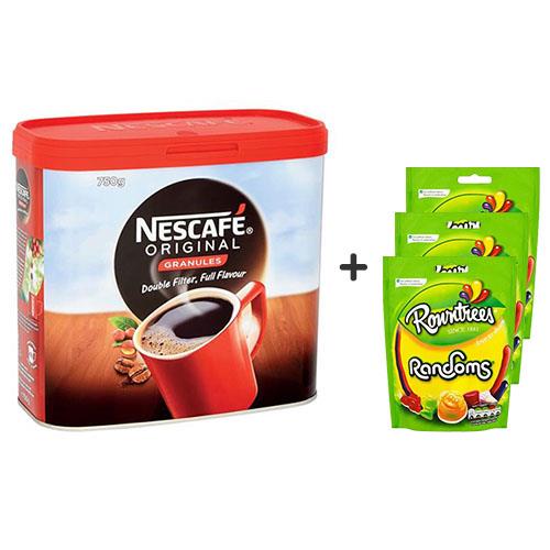 Nescafe Original Instant Coffee Granules Tin 750g Ref 12315566 x2 plus FREE 3 x Rowntrees