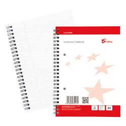 5 Star Office Wirebound Notebook Sidebound Ruled with Margin Perforated 100 Sheets A5 White [Pack 10]