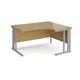 Maestro 25 right hand ergonomic desk 1400mm wide - silver cable managed leg frame, oak top