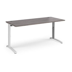 TR10 height settable straight desk 1800mm x 800mm - white frame, grey oak top