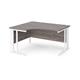 Maestro 25 left hand ergonomic desk 1400mm wide - white cable managed leg frame, grey oak top