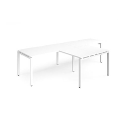 Adapt double straight desks 3200mm x 800mm with 800mm return desks - white frame, white top