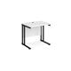 Maestro 25 straight desk 800mm x 600mm - black cantilever leg frame, white top
