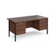 Maestro 25 straight desk 1600mm x 800mm with two x 2 drawer pedestals - black H-frame leg, walnut top