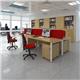 Maestro 25 back to back ergonomic desks 1600mm deep - white bench leg frame, walnut top