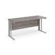 Maestro 25 straight desk 1600mm x 600mm - silver cable managed leg frame, grey oak top