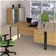 Maestro 25 straight desk 1800mm x 800mm with two x 3 drawer pedestals - black H-frame leg, oak top