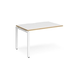 Adapt add on unit single 1200mm x 800mm - white frame, white top with oak edging