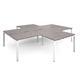 Adapt back to back 4 desk cluster 3200mm x 1600mm with 800mm return desks - white frame, grey oak top
