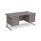 Maestro 25 straight desk 1600mm x 800mm with two x 2 drawer pedestals - silver cantilever leg frame, grey oak top