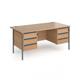 Contract 25 straight desk with 3 and 3 drawer pedestals and graphite H-Frame leg 1600mm x 800mm - beech top