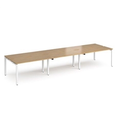 Adapt triple back to back desks 4200mm x 1200mm - white frame, oak top