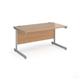 Contract 25 straight desk with silver cantilever leg 1400mm x 800mm - beech top