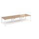 Adapt triple back to back desks 3600mm x 1200mm - white frame, beech top