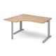 TR10 left hand ergonomic desk 1400mm - silver frame, oak top