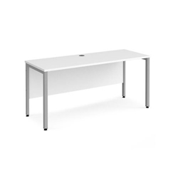 Maestro 25 straight desk 1600mm x 600mm - silver bench leg frame, white top