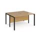 Maestro 25 back to back straight desks 1400mm x 1200mm - black bench leg frame, oak top