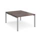 Adapt back to back desks 1200mm x 1600mm - silver frame, walnut top