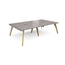 Fuze double back to back desks 2800mm x 1600mm with oak legs - white underframe, grey oak top