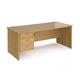 Maestro 25 straight desk 1800mm x 800mm with 3 drawer pedestal - oak top with panel end leg