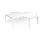 Adapt back to back 4 desk cluster 3200mm x 1600mm with 800mm return desks - white frame, white top
