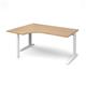TR10 left hand ergonomic desk 1600mm - white frame, oak top