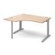 TR10 left hand ergonomic desk 1400mm - silver frame, beech top