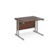 Maestro 25 straight desk 1000mm x 800mm - silver cantilever leg frame, walnut top
