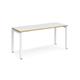 Adapt single desk 1600mm x 600mm - white frame, white top with oak edging