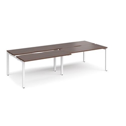 Adapt sliding top double back to back desks 2800mm x 1200mm - white frame, walnut top