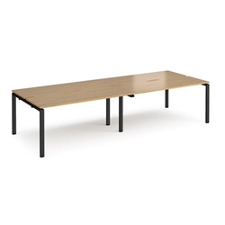 Adapt double back to back desks 3200mm x 1200mm - black frame, oak top