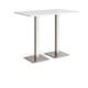 Brescia rectangular poseur table with flat square brushed steel bases 1400mm x 800mm - white