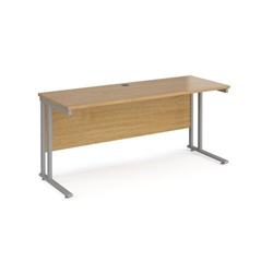 Maestro 25 straight desk 1600mm x 600mm - silver cantilever leg frame, oak top