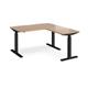 Elev8 Touch sit-stand desk 1400mm x 800mm with 800mm return desk - black frame, beech top