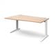 TR10 left hand wave desk 1600mm - white frame, beech top