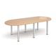 Radial end meeting table 2400mm x 1000mm with 6 silver radial legs - beech