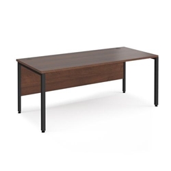 Maestro 25 straight desk 1800mm x 800mm - black bench leg frame, walnut top