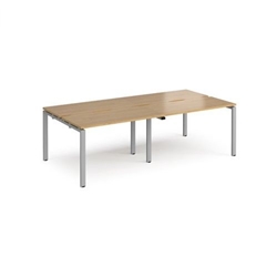 Adapt double back to back desks 2400mm x 1200mm - silver frame, oak top