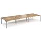 Adapt sliding top triple back to back desks 4800mm x 1600mm - silver frame, oak top