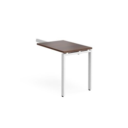 Adapt add on unit single return desk 800mm x 600mm - white frame, walnut top
