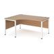 Maestro 25 left hand ergonomic desk 1600mm wide - white bench leg frame, beech top