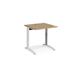 TR10 height settable straight desk 800mm x 800mm - white frame, oak top
