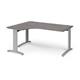 TR10 deluxe left hand ergonomic desk 1600mm - silver frame, grey oak top