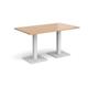 Brescia rectangular dining table with flat square white bases 1400mm x 800mm - beech