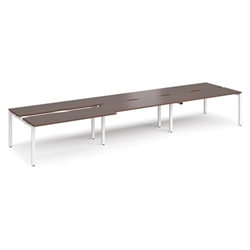 Adapt sliding top triple back to back desks 4800mm x 1200mm - white frame, walnut top