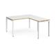 Adapt desk 1400mm x 800mm with 800mm return desk - white frame, white top with oak edge