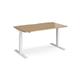 Elev8 Touch straight sit-stand desk 1400mm x 800mm - white frame, oak top