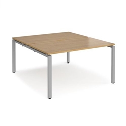 Adapt back to back desks 1400mm x 1600mm - silver frame, oak top