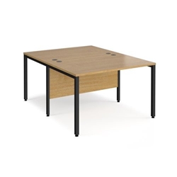 Maestro 25 back to back straight desks 1200mm x 1600mm - black bench leg frame, oak top